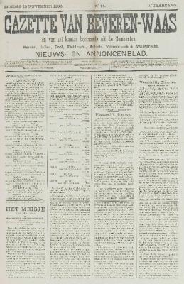Gazette van Beveren-Waas 13/11/1892