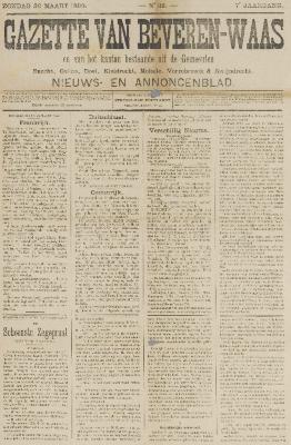 Gazette van Beveren-Waas 30/03/1890