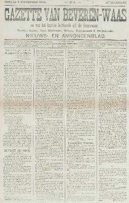 Gazette van Beveren-Waas 09/09/1900