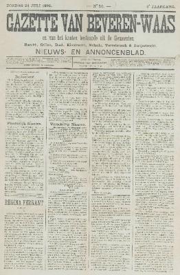 Gazette van Beveren-Waas 24/07/1892