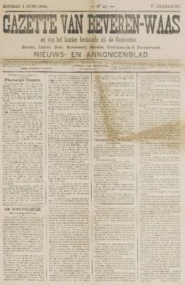 Gazette van Beveren-Waas 01/06/1890