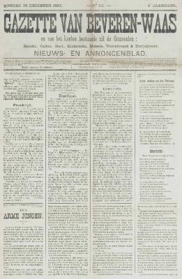 Gazette van Beveren-Waas 26/12/1886