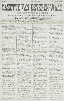 Gazette van Beveren-Waas 30/07/1899
