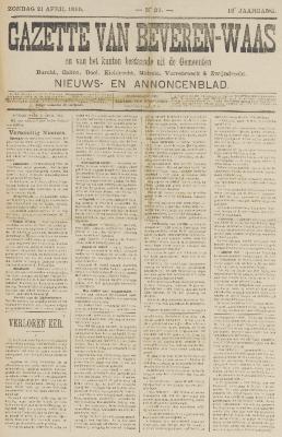Gazette van Beveren-Waas 21/04/1895