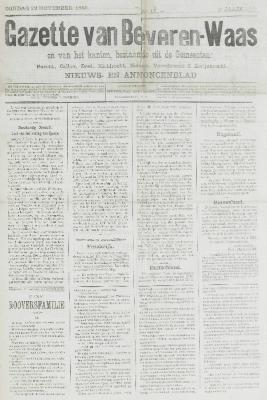 Gazette van Beveren-Waas 29/11/1885