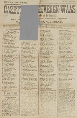 Gazette van Beveren-Waas 09/02/1890