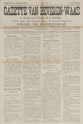 Gazette van Beveren-Waas 22/01/1888