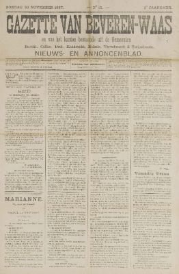 Gazette van Beveren-Waas 20/11/1887