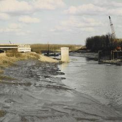 Zicht op de aanleg van de brug over de Durme, 1951-2005