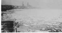 Ijsgang op de Schelde (1): zicht op dichtgevroren Schelde 